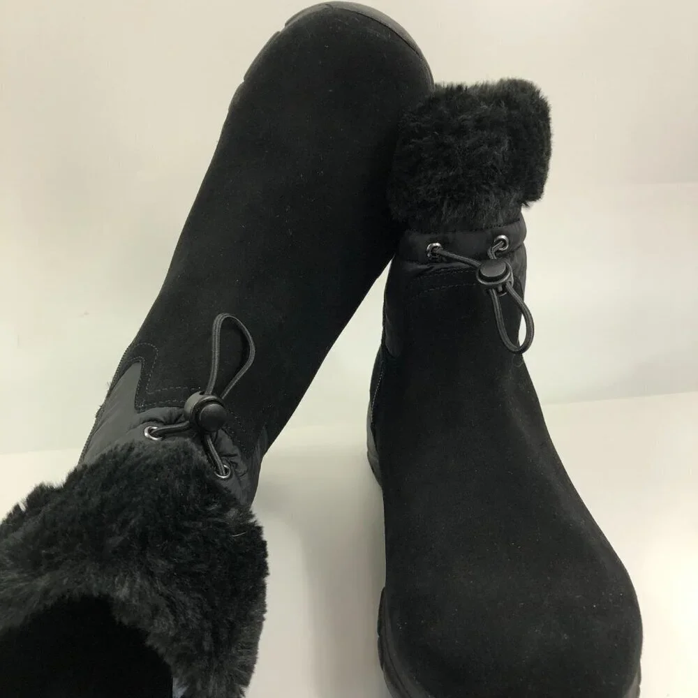 Lands' End Black Snow Boots Boots With Faux Fur Top Size 11D